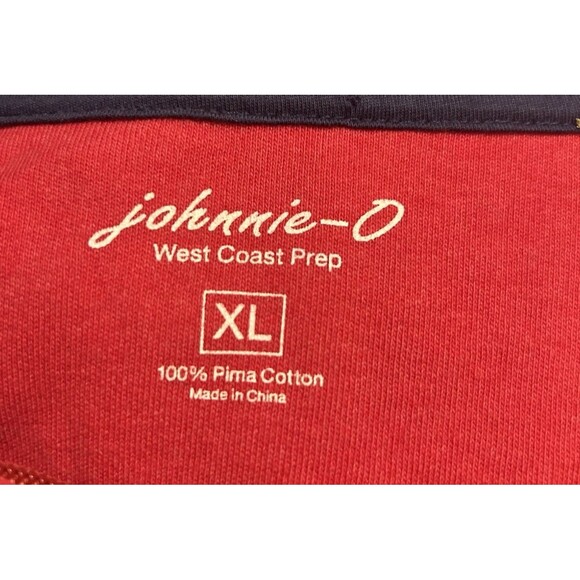 Johnnie O Sweater West Coast Prep Pima Cotton Mens XL Red 1/4 Zip Sweater - Picture 5 of 5